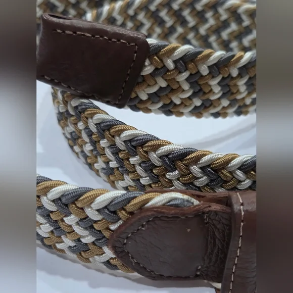 NWT Faherty Brown and Gray Woven Cord Men's Belt Sz.40